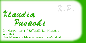 klaudia puspoki business card